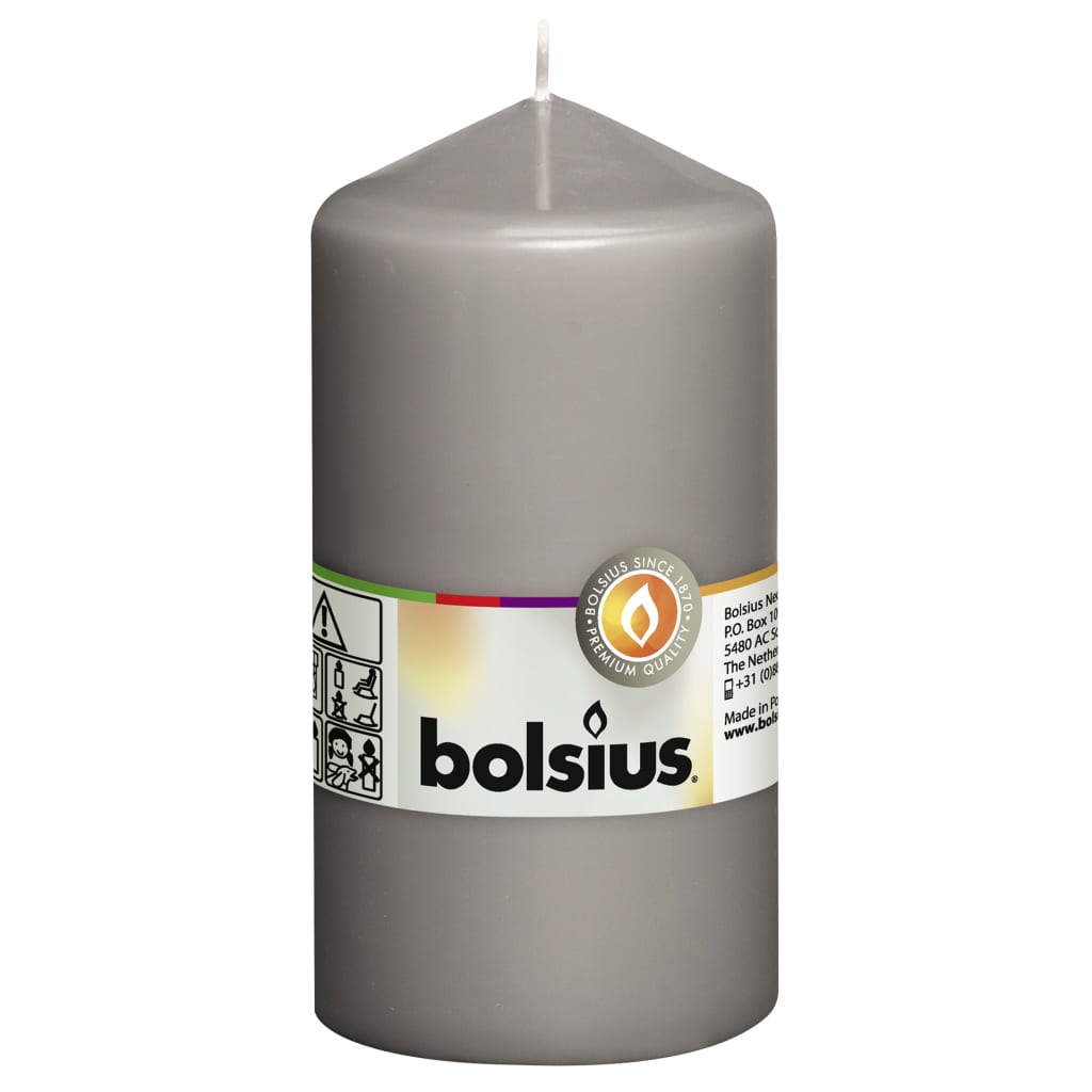 Bolsius Stumpenkerzen 8 Stk. 130 x 68 mm Warmgrau