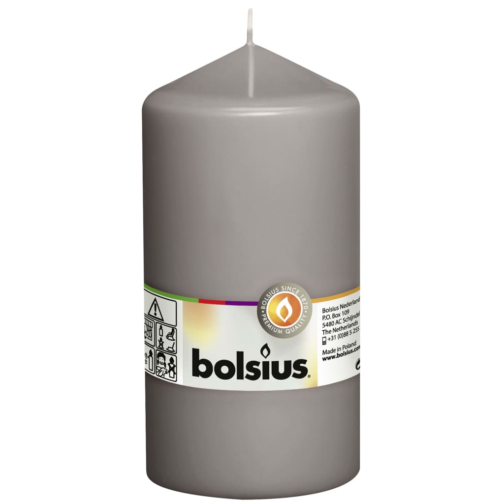 Bolsius Stumpenkerzen 8 Stk. 150 x 78 mm Warmgrau