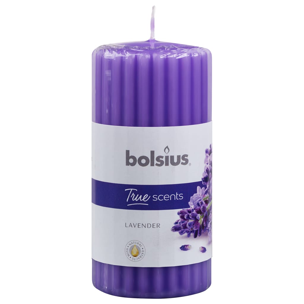 Bolsius Bougies parfumées pilier côtelé 6 pcs 120x58 mm Lavande