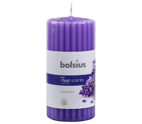 Bolsius Ribbed Pillar Scented Candles 6 pcs 120x58 mm Lavender