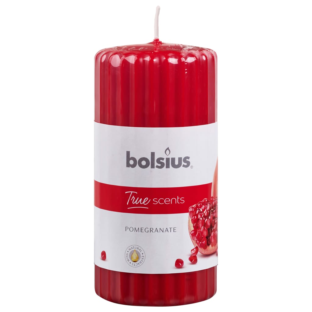 Bolsius Velas cilíndricas perfumadas c/ nervuras 6 pcs 120x58 mm romã