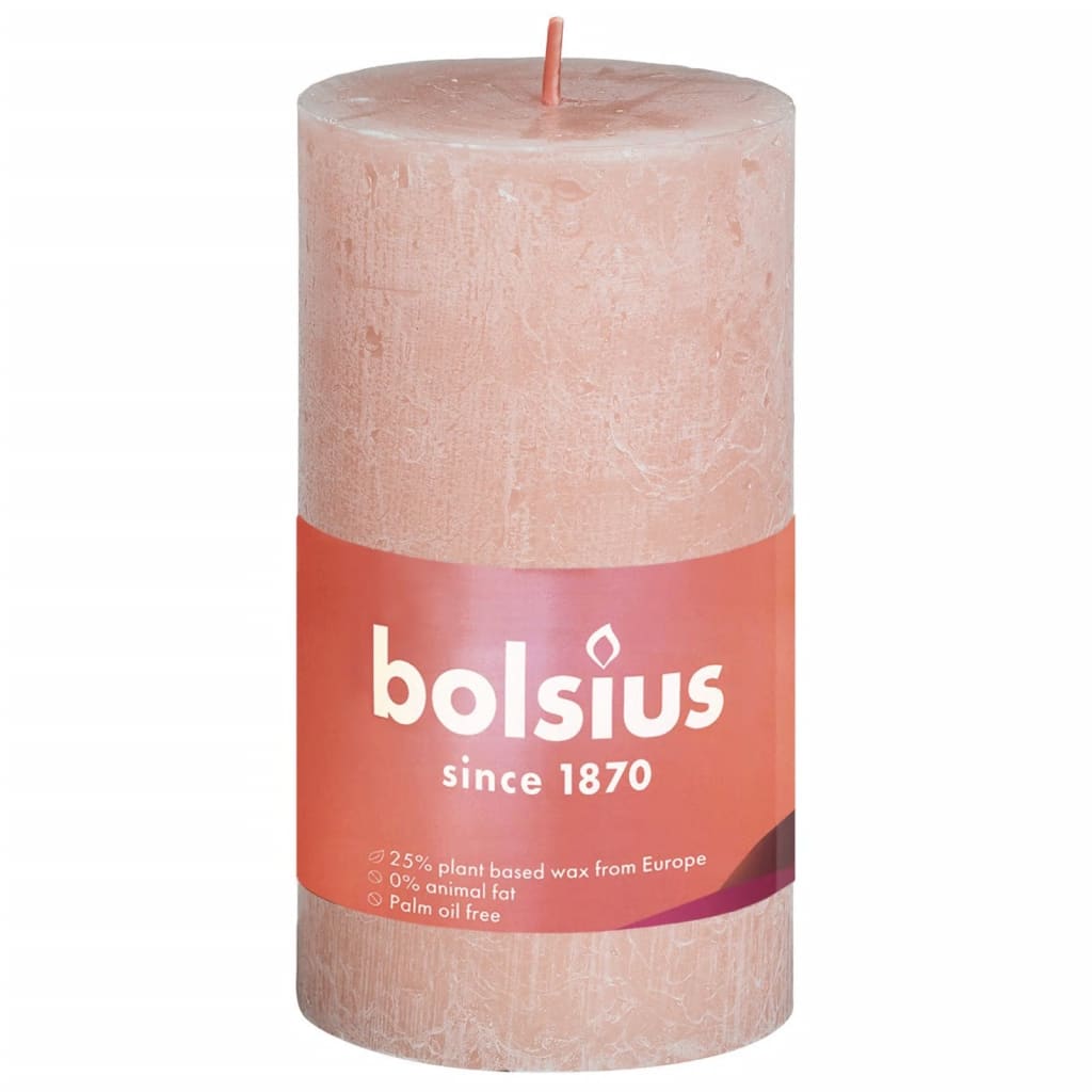 Bolsius Bougies pilier rustiques Shine 8 pcs 100x50 mm Rose brumeux