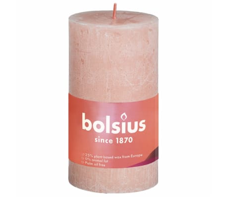 Bolsius Lumânări bloc rustice Shine, 8 buc., roz cețos,100x50 mm