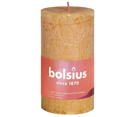 Bolsius Κεριά Κύλινδρος Ρουστίκ Shine 8 τεμ Κυψελωτό Κίτρινο 100x50χιλ