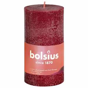 Bolsius Κεριά Κύλινδρος Ρουστίκ Shine 8 τεμ. Βελ. Κόκκινο 100 x 50 χιλ