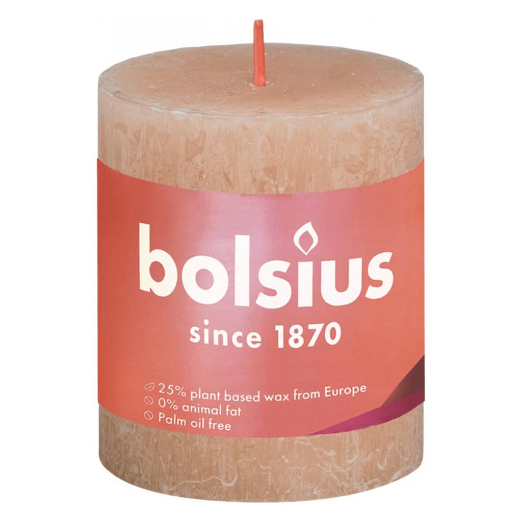 Bolsius Bougies pilier rustiques Shine 4 pcs 80x68 mm Rose brumeux