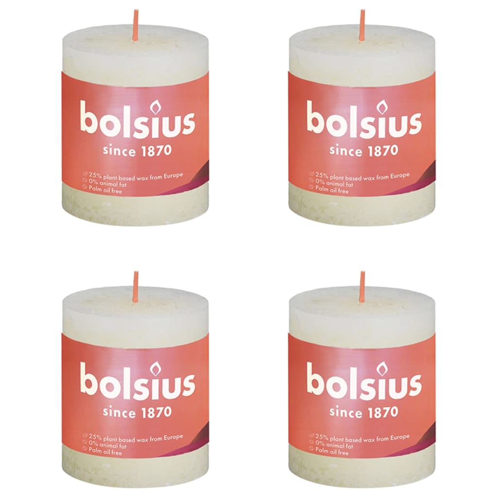 Bolsius Bougies pilier rustiques Shine 4 pcs 80x68 mm Perle douce