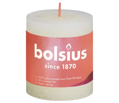 Bolsius Рустик колонни свещи Shine, 4 бр, 80x68 мм, мека перла