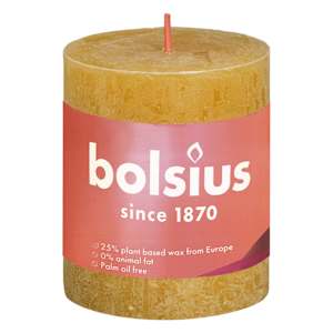 Bolsius Κεριά Κύλινδρος Ρουστίκ Shine 4 τεμ Κυψελωτό Κίτρινο 80x68 χιλ