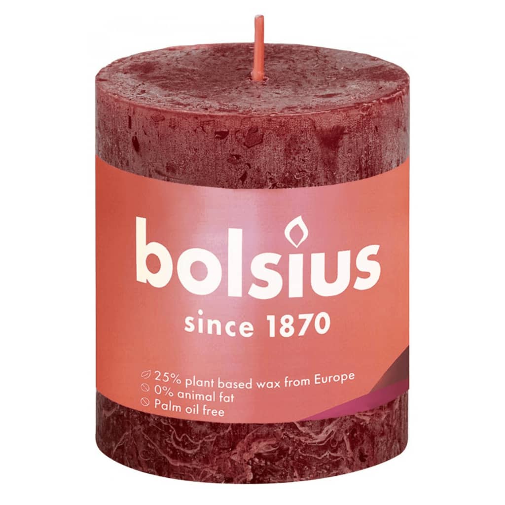 

Bolsius Stompkaarsen Shine 4 st rustiek 80x68 mm fluweelrood