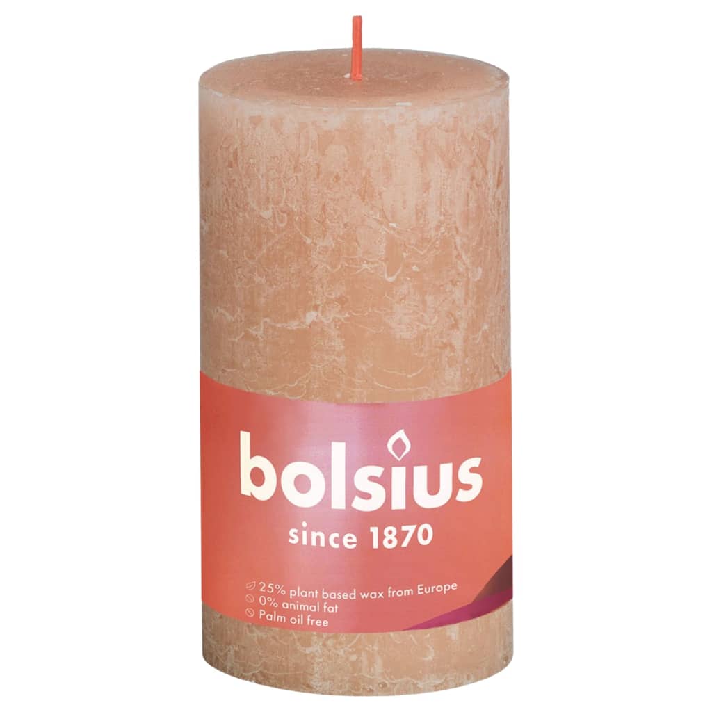 Bolsius Lumânări bloc rustice Shine, 4 buc., roz cețos, 130×68 mm