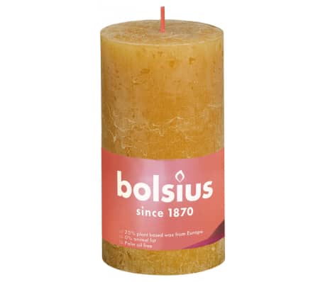Bolsius Κεριά Κύλινδρος Ρουστίκ Shine 4 τεμ Κυψελωτό Κίτρινο 130x68χιλ