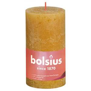 Bolsius Κεριά Κύλινδρος Ρουστίκ Shine 4 τεμ Κυψελωτό Κίτρινο 130x68χιλ