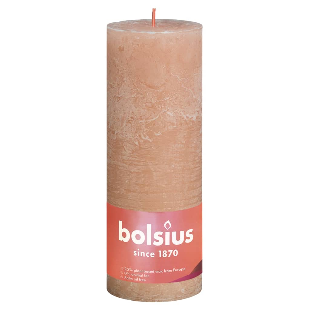 Bolsius Rustikale Stumpenkerzen Shine 4 Stk. 190x68 mm Nebelrosa