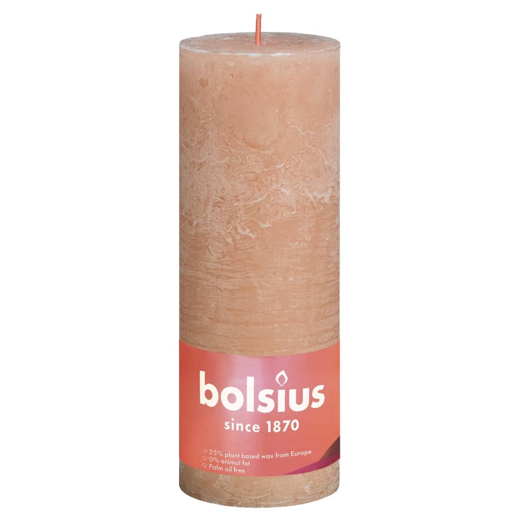 Bolsius Lumânări bloc rustice Shine, 4 buc., roz cețos, 190×68 mm
