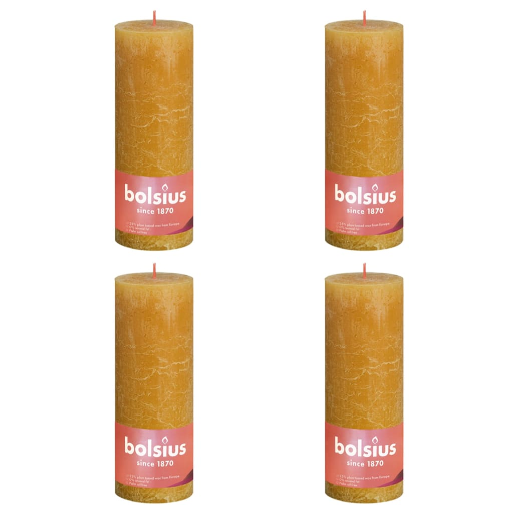Bolsius Rustikale Stumpenkerzen Shine 4 Stk. 190×68 mm Honiggelb kaufen