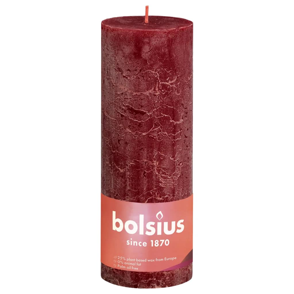 

Bolsius Stompkaarsen Shine 4 st rustiek 190x68 mm fluweelrood