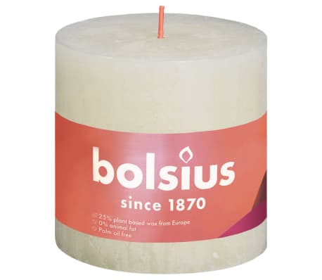 Bolsius Rustic Pillar Candles Shine 3 pcs 100x100 mm Soft Pearl