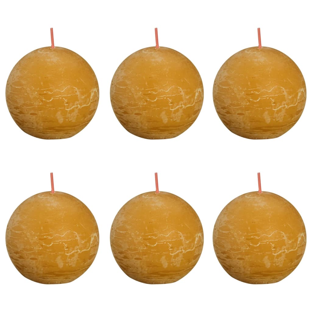 Bolsius Bougies boule rustiques 6 pcs 76x71 mm Jaune nid d'abeilles