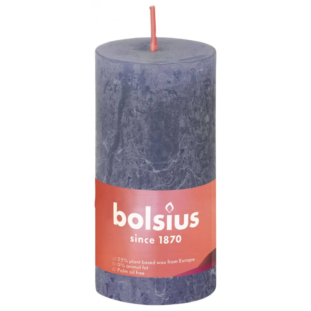 Bolsius Rustic Pillar Candles Shine 8 pcs 100x50 mm Twilight Blue