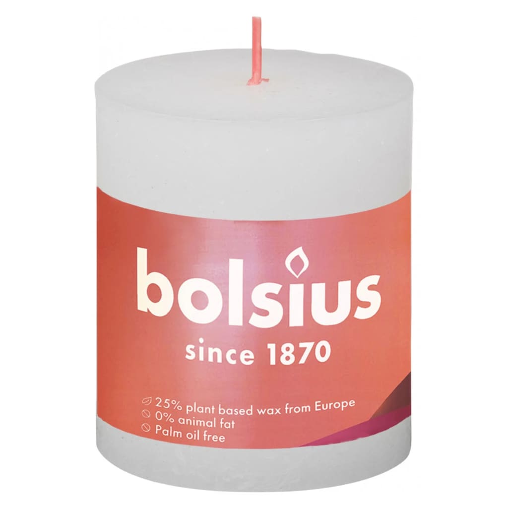 Bolsius Rustic Pillar Candles Shine 4 pcs 80x68 mm Cloudy White