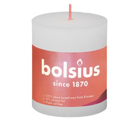 Bolsius Рустик колонни свещи Shine, 4 бр, 80x68 мм, облачно бяло