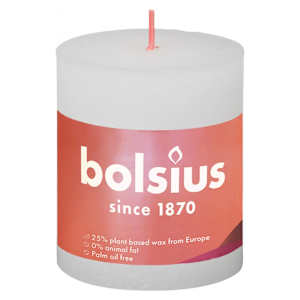 Bolsius Κεριά Κύλινδρος Ρουστίκ Shine 4 τεμ. Θολό Λευκό 80 x 68 χιλ.