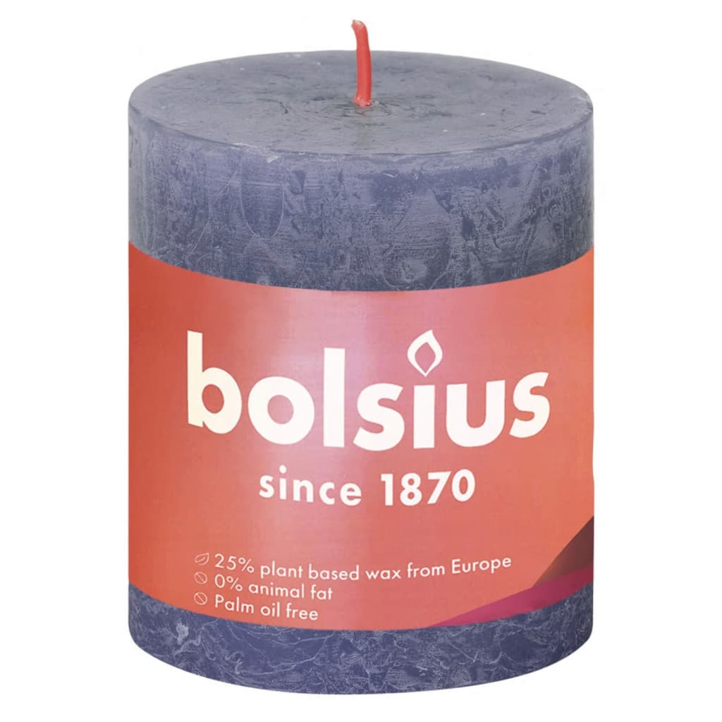 Bolsius Rustikale Stumpenkerzen Shine 4 Stk. 80x68 mm Dämmerungsblau