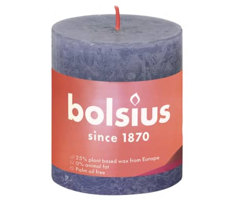 Bolsius Lumânări bloc rustice Shine, 4 buc., albastru amurg, 80x68 mm