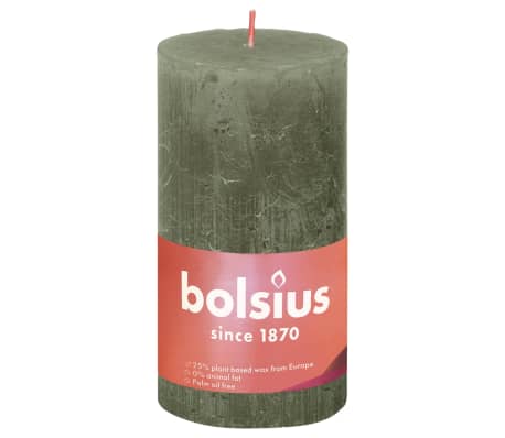 Bolsius Bougies pilier rustiques Shine 4 pcs 130x68 mm Vert olive