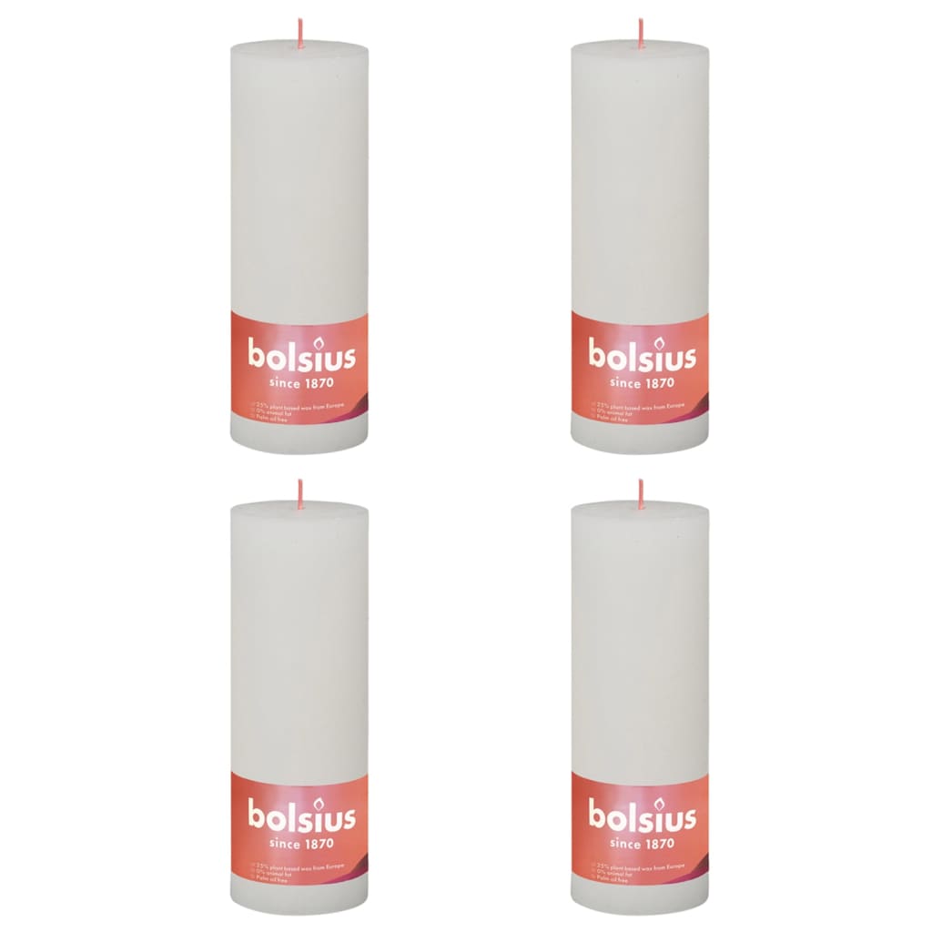 Velas rústicas cilíndricas Shine 6pcs 190x68 mm branco nublado