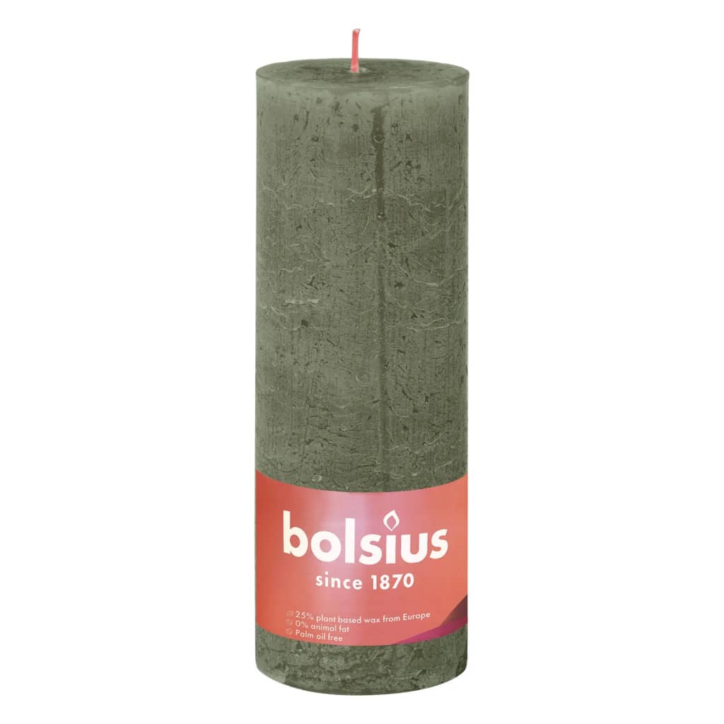 Bolsius Rustika blockljus 4-pack 190x68 mm olivgrön