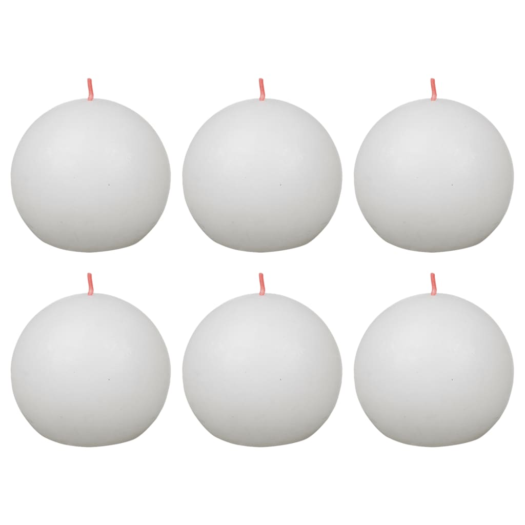 Bolsius Bougies boule rustiques Shine 6 pcs 76x71 mm Blanc nuageux