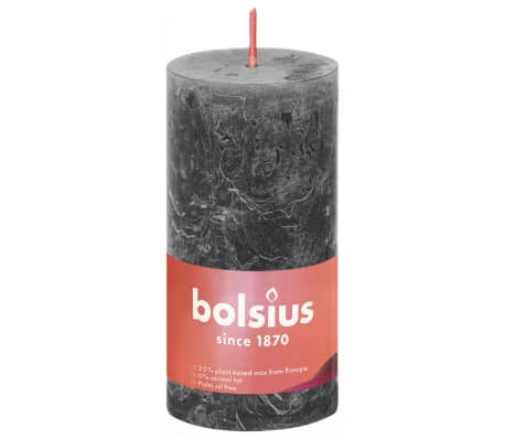 Bolsius Rustic Pillar Candles Shine 8 pcs 100x50 mm Stormy Grey