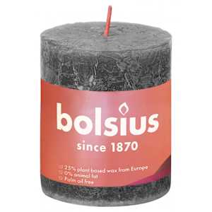 Bolsius Κεριά Κύλινδρος Ρουστίκ Shine 4 τεμ. Θυελλώδες Γκρι 80x68 χιλ.