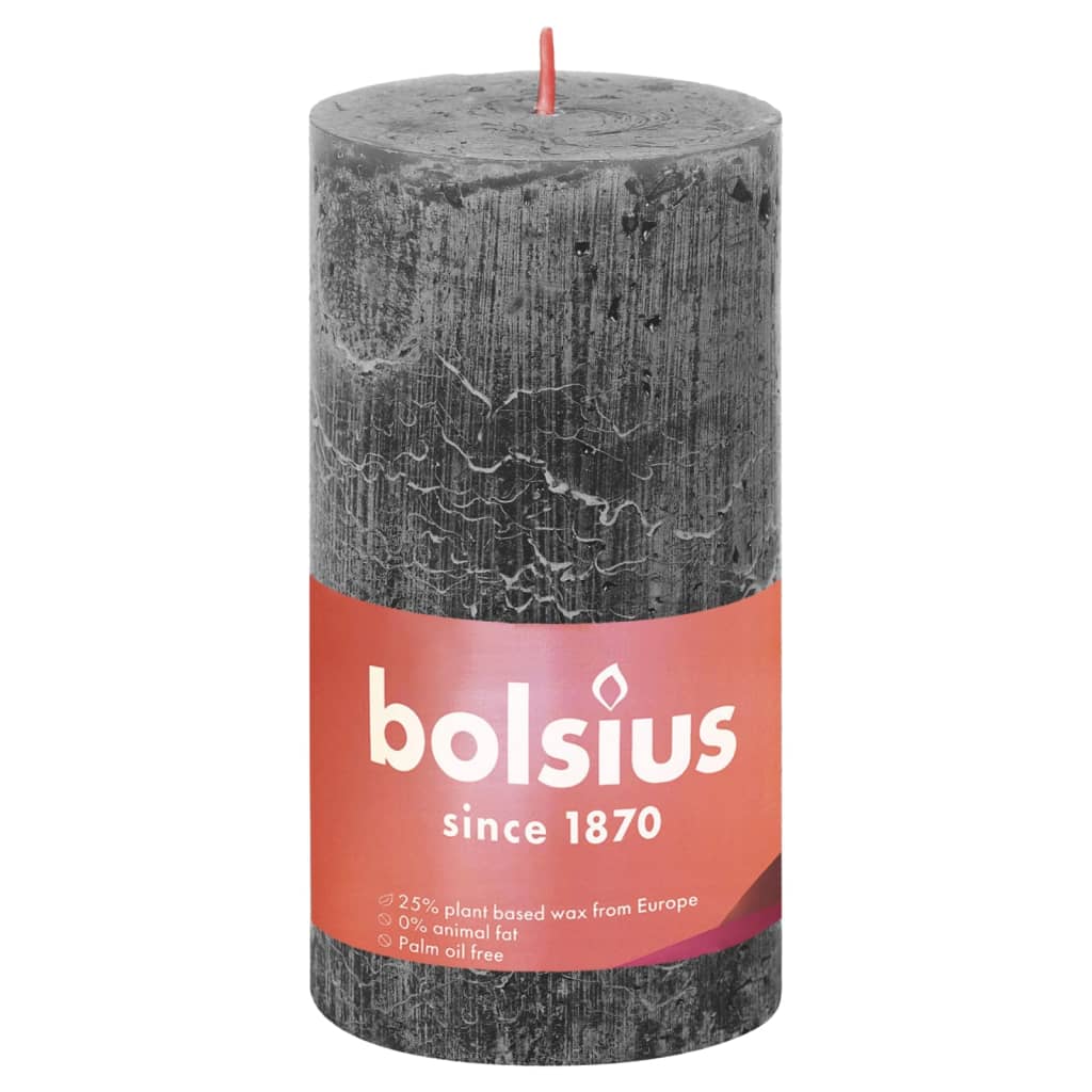 Bolsius Lumânări bloc rustice Shine, 4 buc., gri întunecat, 130×68 mm