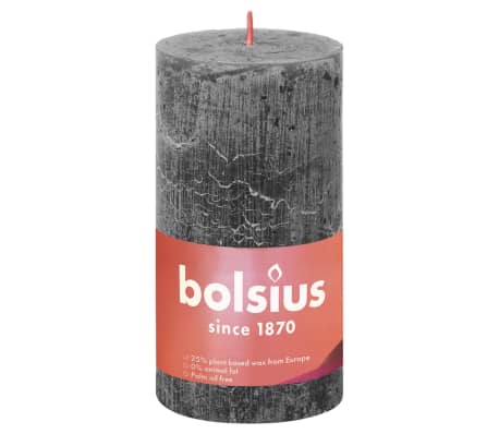 Bolsius Rustika blockljus 4-pack 130x68 mm stormgrå