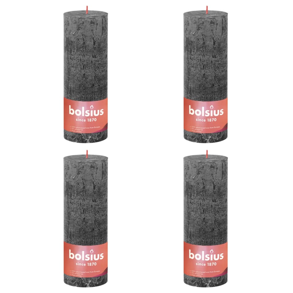 Velas rústicas cilíndric. Shine 6pcs 190x68mm cinza tempestade