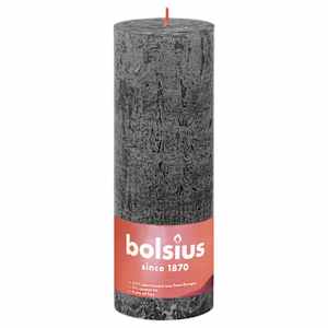 Bolsius Κεριά Κύλινδρος Ρουστίκ Shine 4 τεμ. Θυελλώδες Γκρι 190x68 χιλ