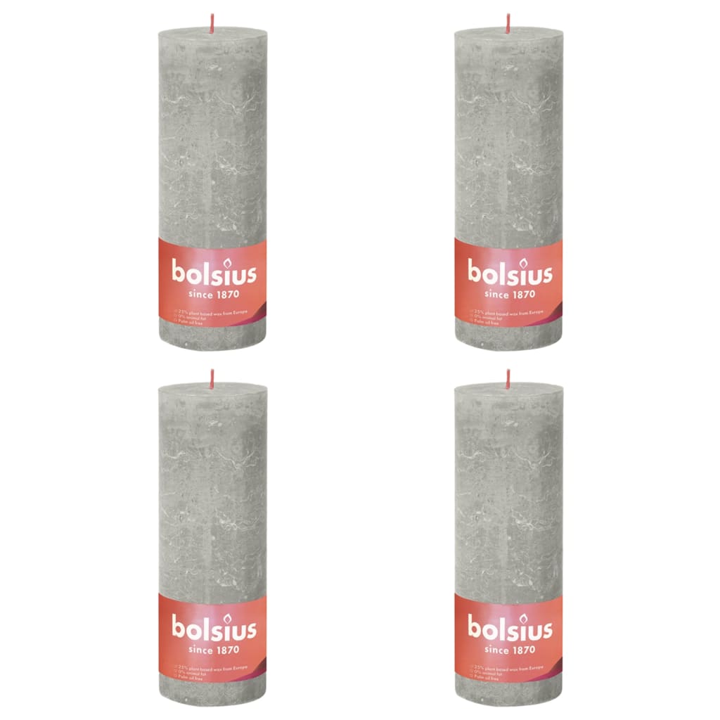 Velas rústicas cilíndric. Shine 6pcs 190x68mm cinzento areia