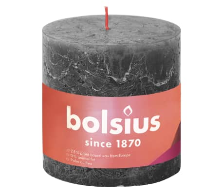 Bolsius Bougies pilier rustiques Shine 3 pcs 100x100 mm Gris orageux