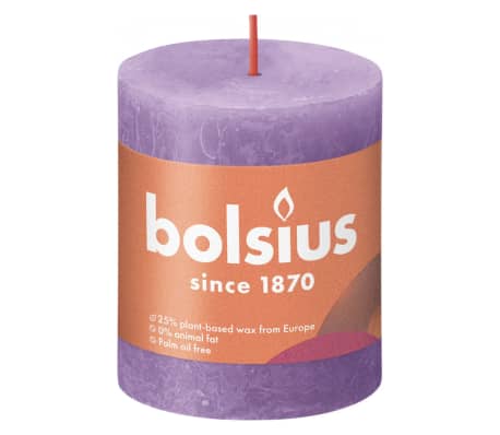 Bolsius Рустик колонни свещи Shine, 4 бр, 80x68 мм, изящно виолетово