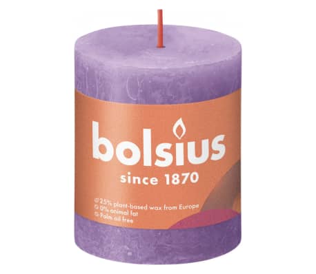 Bolsius Velas rústicas Shine 4 unidades violeta vibrante 80x68 mm