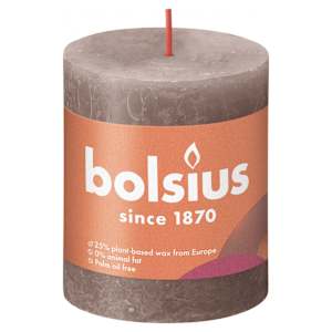 Bolsius Κεριά Κύλινδρος Ρουστίκ Shine 4 τεμ. Ρουστίκ Taupe 80x68 χιλ.