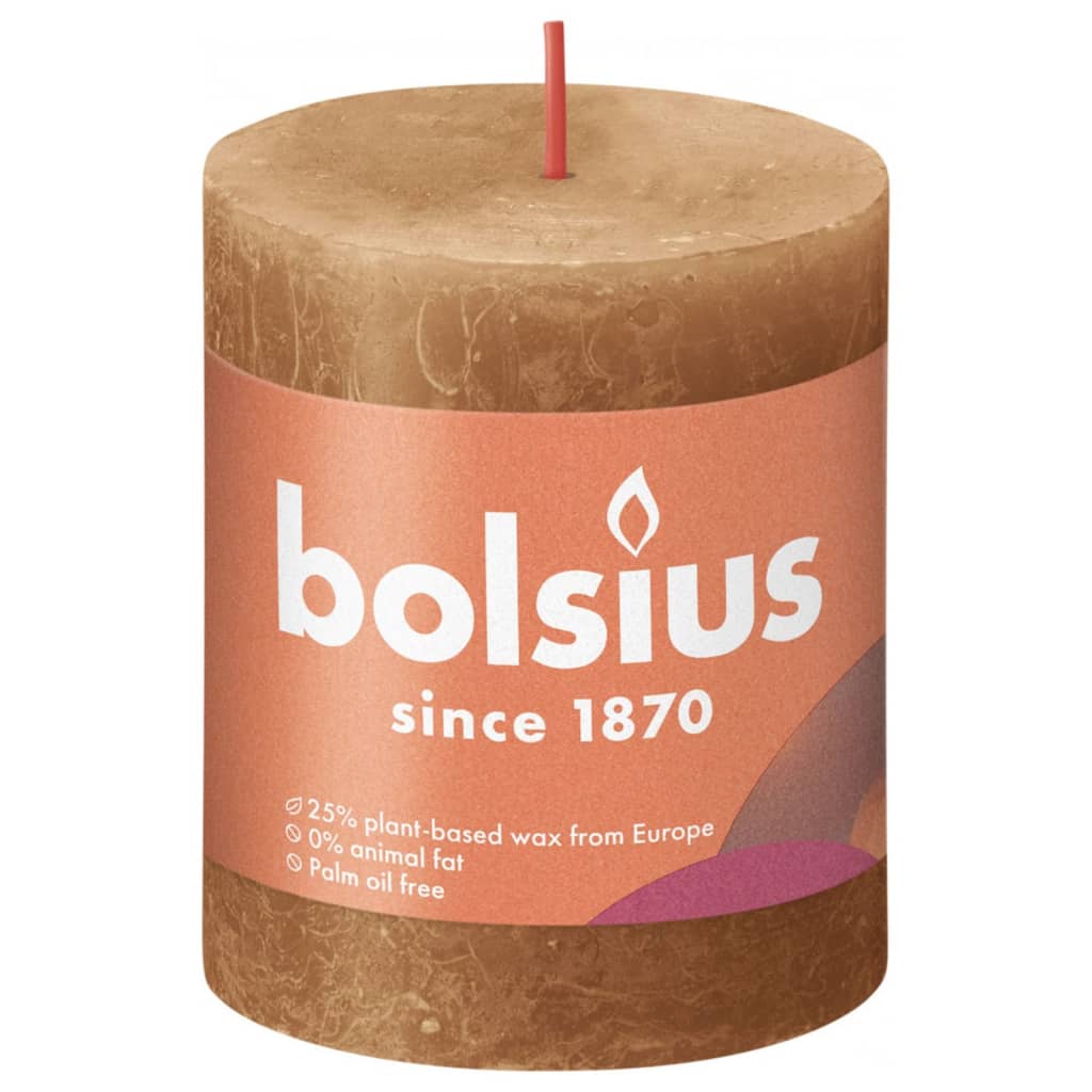 Bolsius Rustika blockljus 4-pack 80x68 mm kryddbrun