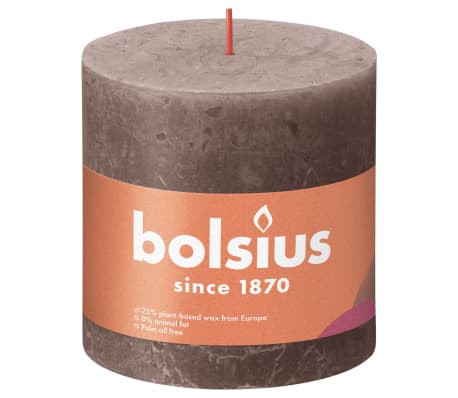 Bolsius Κεριά Κύλινδρος Ρουστίκ Shine 3 τεμ Ρουστίκ Taupe 100 x 100χιλ