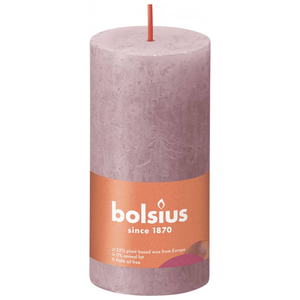Bolsius Lumânări bloc rustice Shine, 8 buc., roz cenușiu, 100×50 mm