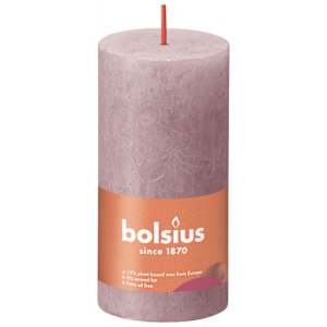 Bolsius Rustikálne valcové sviečky Shine 8ks 100x50mm, popolavo ružové