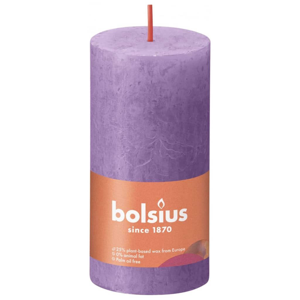 Bolsius Candele Rustiche a Colonna Shine 8 pz 100×50 mm Viola Vibrante