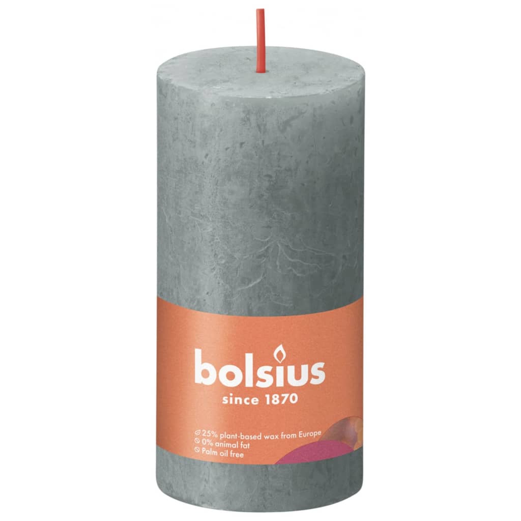 Bolsius Rustic Pillar Candles Shine 8 pcs 100x50 mm Eucalyptus Green